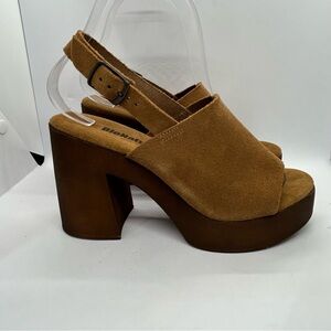 BIO NATURA Made In Italy Leather/Suede Tan Platform Sandal Women's Size 6.5